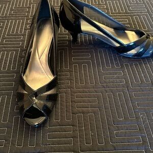 Elegant Impo Brand Women’s Black Peep-Toe Heels - NEW